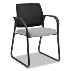 Ignition Series Mesh Back Guest Chair with Sled Base, Fabric Seat, 25" x 22" x 34", Frost Seat, Black Back, Black Base