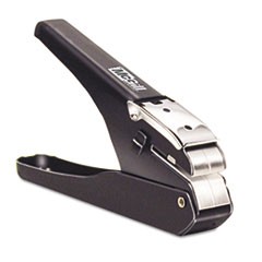 Handheld Badge/Slot Punch, 9/16" x 1/8" Horizontal Slot, Black/Chrome