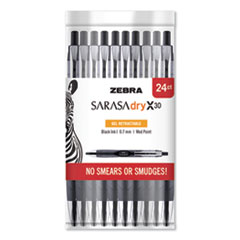 Sarasa Dry Gel X30 Gel Pen, Retractable, Medium 0.7 mm, Black Ink, Black Barrel