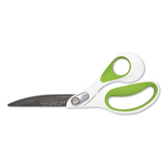 CarboTitanium Bonded Scissors, 9" Long, 4.5" Cut Length, Offset White/Green Handle