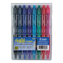 FriXion Clicker Erasable Gel Pen, Retractable, Fine 0.7 mm, Assorted Ink and Barrel Colors, 8/Pack