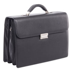 Milestone Briefcase, Fits Devices Up to 15.6", Leather, 5 x 5 x 12, Black