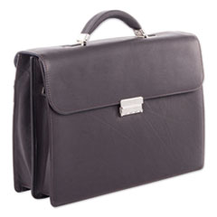 Milestone Briefcase, Fits Devices Up to 15.6", Leather, 5 x 5 x 12, Brown