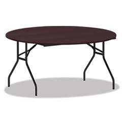 Round Wood Folding Table, 59 Dia x 29 1/8h, Mahogany