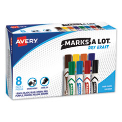 MARKS A LOT Desk-Style Dry Erase Marker, Broad Chisel Tip, Assorted Colors, 8/Set (24411)