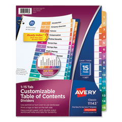 Customizable TOC Ready Index Multicolor Dividers, 15-Tab, Letter