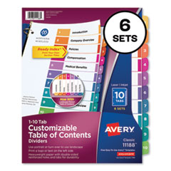 Customizable TOC Ready Index Multicolor Dividers, 10-Tab, Letter, 6 Sets