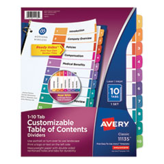 Customizable TOC Ready Index Multicolor Dividers, 10-Tab, Letter