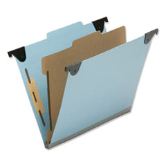 7530013723102 SKILCRAFT Hanging Classification Folders, Letter Size, 1 Divider, 2/5-Cut Exterior Tabs, Light Blue, 10/Box