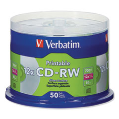 Verbatim CD-RW 80 Minute (700 MB) (2x-4x) DataLifePlus, Inkjet Printable, Silver (Pkg=50/Spindle)