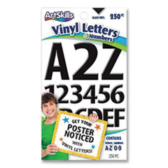 Poster and Bulletin Board Vinyl Letters and Numbers, Black, 1" and 2"h, 250/Pack