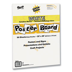 Super Value Posterboard, 22 x 28, White, 50/Carton