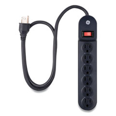 Heavy Duty Power Strip, 6 Outlets, 3 ft Cord, Black