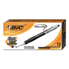 Velocity Ballpoint Pen, Retractable, Medium 1 mm, Black Ink, Translucent Black Barrel, Dozen