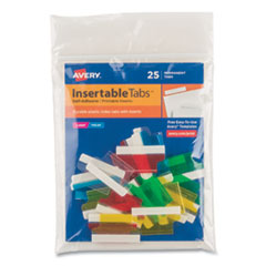 Insertable Index Tabs with Printable Inserts, 1/5-Cut Tabs, Assorted Colors, 1