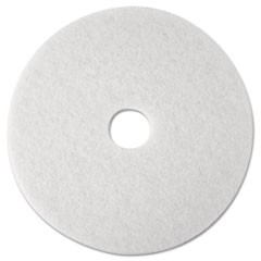 Low-Speed Super Polishing Floor Pads 4100, 12" Diameter, White, 5/Carton