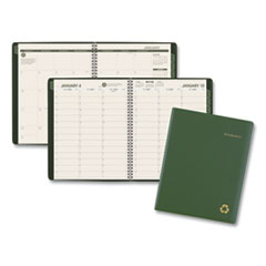 Recycled Weekly/Monthly Classic Appointment Book, 11 x 8.25, Green, 2022