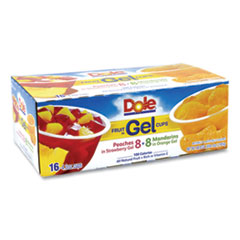 Fruit in Gel Cups, Mandarins/Orange, Peaches/Strawberry, 4.3 oz Cups, 16 Cups/Carton, Ships in 1-3 Business Days