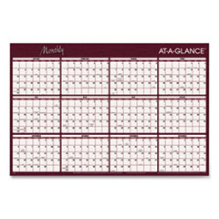 Reversible Horizontal Erasable Wall Planner, 48 x 32, Assorted Sheet Colors, 12-Month (Jan to Dec): 2025