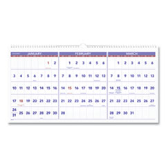 Horizontal-Format Three-Month Reference Wall Calendar, 24 x 12, 2022