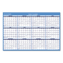 Horizontal Erasable Wall Planner, 48 x 32, Blue/White, 2022