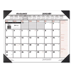 Two-Color Monthly Desk Pad Calendar, 22 x 17, White Sheets, Black Corners, 12-Month (Jan to Dec): 2024