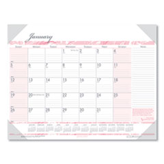 Recycled Monthly Desk Pad Calendar, Breast Cancer Awareness Artwork, 18.5 x 13, Black Binding/Corners,12-Month(Jan-Dec): 2024