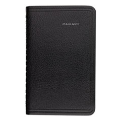 Weekly Pocket Appt. Book, Telephone/Address Section, 6 x 3.5, Black, 2022