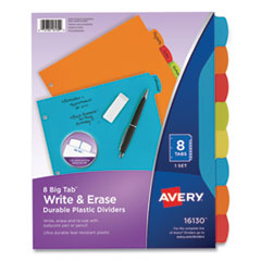 Big Tab Write and Erase Durable Plastic Dividers, 8-Tab, Letter, Assorted, 1 Set