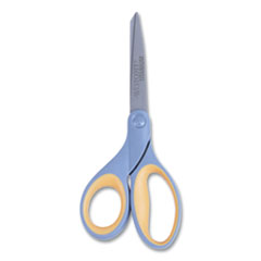 Titanium Bonded Scissors, Left Handed, 8" Long, 3.5" Cut Length, Straight Gray/Yellow Handle