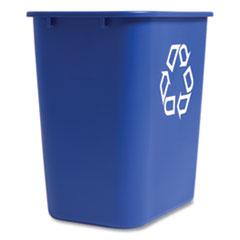 Open Top Indoor Recycling Container, Plastic, 7 gal, Blue