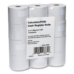 Impact Bond Paper Rolls, 2.25" x 150 ft, White, 12/Pack