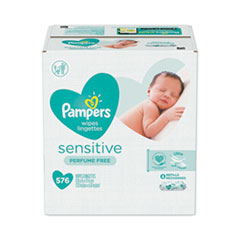 Sensitive Baby Wipes, White, Cotton, Unscented, 72/Pack, 8 Packs/Carton