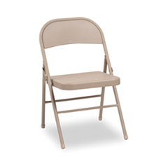 Steel Folding Chair, Supports Up to 300 lb, Tan, 4/Carton