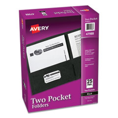 Two-Pocket Folder, 40-Sheet Capacity, Black, 25/Box