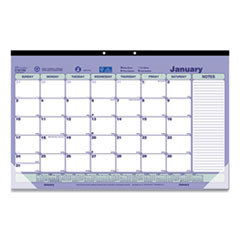 Monthly Desk Pad Calendar, 17.75 x 10.88, White/Blue/Green Sheets, Black Binding, Clear Corners, 12-Month (Jan to Dec): 2024