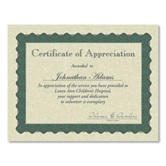 Metallic Border Certificates, 11 x 8.5, Ivory/Green with Green Border, 100/Pack