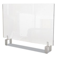 Clear Partition Extender with Attached Clamp, 42 x 3.88 x 30, Thermoplastic Sheeting