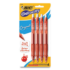 Gel-ocity Gel Pen, Retractable, Medium 0.7 mm, Red Ink, Translucent Red Barrel, 4/Pack