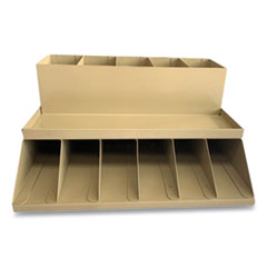 Coin Wrapper and Bill Strap 2-Tier Rack, 11 Compartments, 9.38 x 8.13 4.63, Metal, Pebble Beige