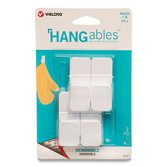 HANGables Removable Wall Hooks, Small, 1 lb Capacity, White, 4 Hooks and 4 Fasteners