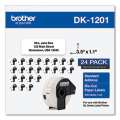 Die-Cut Address Labels, 1.1 x 3.5, White, 400 Labels/Roll, 24 Rolls/Pack