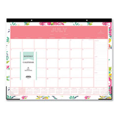 Day Designer Academic Year Desk Pad, 22 x 17, White Floral, 2021-2022