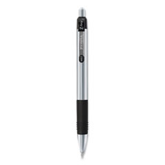 Z-Grip Metal Ballpoint Pen, Retractable, Medium 1 mm, Black Ink, Silver/Black Barrel, 12/Pack