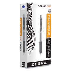 Sarasa Clip Gel Pen, Retractable, Medium 0.7 mm, Blue Ink, Clear Barrel, Dozen