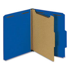 Bright Colored Pressboard Classification Folders, 1 Divider, Letter Size, Cobalt Blue, 10/Box