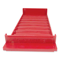 Stackable Plastic Coin Tray, Pennies, 3.75 x 11.5 x 1.5, Red, 2/Pack