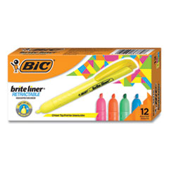 Brite Liner Retractable Highlighter, Assorted Ink Colors, Chisel Tip, Assorted Barrel Colors, Dozen