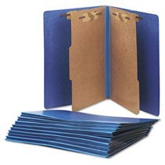 7530015567914 SKILCRAFT Pressboard Top Tab Classification Folder, 2 Dividers, 6 Fasteners, Letter Size, Dark Blue, 10/Box