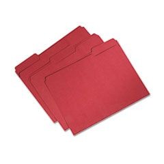 7530015664134 SKILCRAFT Recycled File Folders, 1/3-Cut 1-Ply Tabs: Assorted, Letter Size, 0.75" Expansion, Red, 100/Box